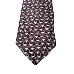 Stafford Neck Tie 100% Silk Red Black Silver Art Deco Geometric Wedding Office